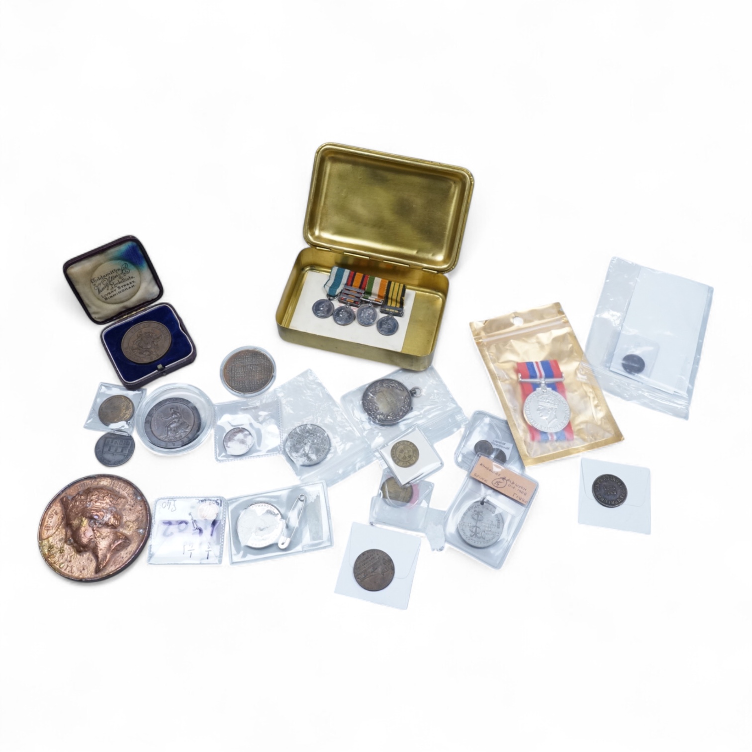 A QSA medal group miniature, comprising miniatures of; the Queen Victoria Golden Jubilee medal, the Queen’s South Africa medal with three clasps, the King’s South Africa medal with two clasps and the Africa General Servi